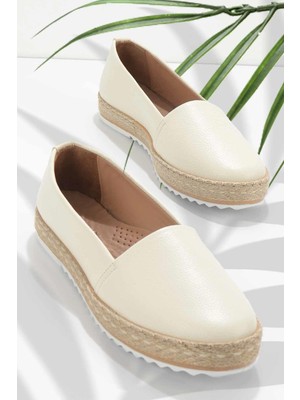 Bambi Bej Leather Kadın Espadril K015820218