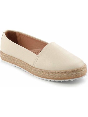 Bambi Bej Leather Kadın Espadril K015820218