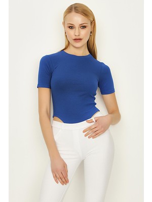 Select Moda Kadın Kısa Kollu Kaşkorse Alttan Çıtçıtlı Body