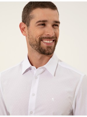 Pierre Cardin Beyaz Slim Fit Armürlü Gömlek 50255245-VR013
