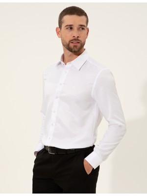 Pierre Cardin Beyaz Slim Fit Armürlü Gömlek 50255246-VR013