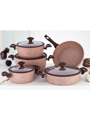 Falez Casa Milano 9 Parça Ultima Döküm Tencere Seti Pinkstone