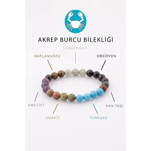 Alibaba Doğaltaş Akrep Burcu Taşlarından Oluşan Doğal Taş Bileklik 8 mm Küre Kesim - Burç Bilekliği