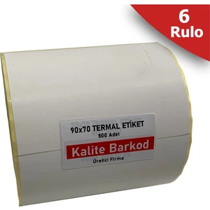 Kalite Barkod 90X70TERMAL Etiket-6 Rulo Barkod Etiketi