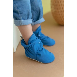 First Step Organik Pamuk Kaydırmaz Taban Çıtçıtlı Indigo Panduf