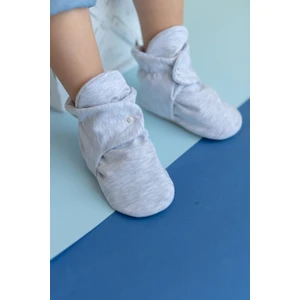 First Step Organik Pamuk Kaydırmaz Taban Çıtçıtlı Melanj Panduf