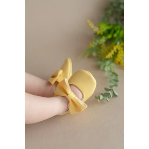 First Step Sarı Kız Bebek Suni Deri Fiyonklu Babet Patik