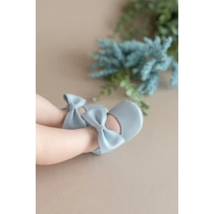First Step Mavi Kız Bebek Suni Deri Fiyonklu Babet Patik