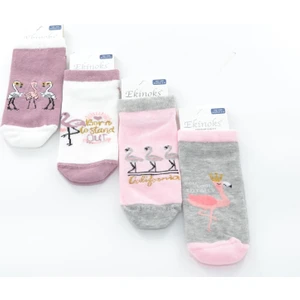 4 Lü Darlene Flamingo Desenli Kız Çocuk Patik Çorap