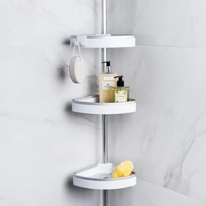 Venta 3 Katlı Köşe Şampuan Rafı Beyaz Delmeden Montaj