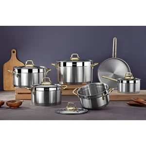 Anka Çelik Tencere Seti 11 Parça Bakalit Kuplu Gold