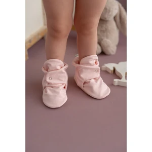 First Step Organik Pamuk Kaydırmaz Taban Çıtçıtlı Pudra Panduf