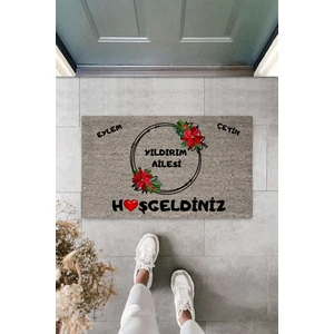 Home Modern Dijital Baskı - Kişiye Özel Kalpli Tasarım Paspas - Dekoratif Kapı Önü Paspası