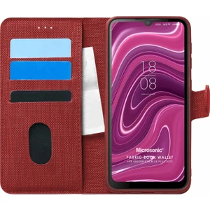 Reeder P13 Blue Plus 2022 Kılıf Fabric Book Wallet Kırmızı