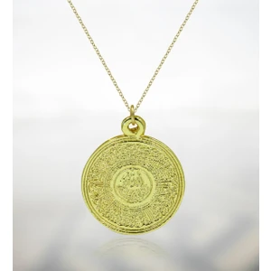Bk Gift Kabartmalı Gold Ayetel Kürsi Kolye