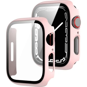 Çerçeve + Temperli Cam Koruyucu Kılıf Apple Watch Uyumlu Series 7 41 mm Pembe (Yurt Dışından)