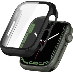 Kılıf Temperli Cam Filmi ile Apple Watch Uyumlu Series 7 41 mm Parlak Siyah (Yurt Dışından)