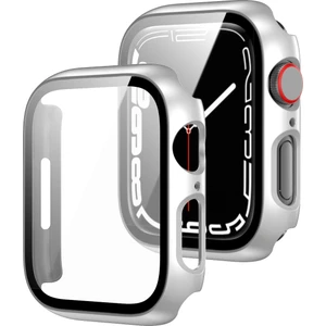 Çerçeve + Temperli Cam Koruyucu Kılıf Apple Watch Uyumlu Series 7 41 mm Gümüş (Yurt Dışından)