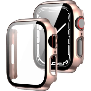 Çerçeve + Temperli Cam Koruyucu Kılıf Apple Watch Uyumlu Series 7 41 mm Gül Altın (Yurt Dışından)
