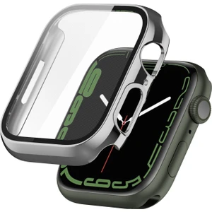 Kılıf Temperli Cam Filmi ile Apple Watch Uyumlu Series 7 41 mm Gümüş (Yurt Dışından)