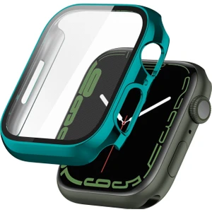 Kılıf Temperli Cam Filmi ile Apple Watch Uyumlu Series 7 41 mm Emerald Yeşil (Yurt Dışından)