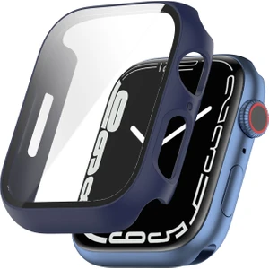 Pc Kılıf Temperli Cam Filmi ile Apple Watch Uyumlu Series 7 45 mm Mavi (Yurt Dışından)