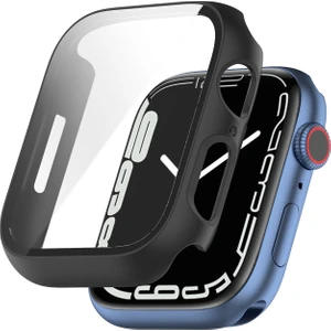 Pc Kılıf Temperli Cam Filmi ile Apple Watch Uyumlu Series 7 41 mm Siyah (Yurt Dışından)