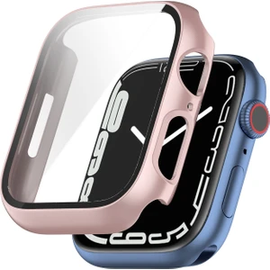 Pc Kılıf Temperli Cam Filmi ile Apple Watch Uyumlu Series 7 41 mm Gül Altın (Yurt Dışından)