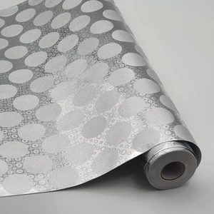 Kendinden Yapışkanlı Folyo Pvc Kaplama Metalik Gümüş Puanlı 4.90 cm