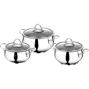 Vıvaldı Ufo Çelik Mini Tencere Seti  (16-18-20) cm Tel Kulp Cam Kapak GORGEL.0159
