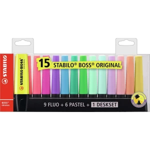 Boss Original Deskset Işaretleme Kalemi Masa Seti 9 Fosforlu 6 Pastel 15 Renk