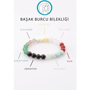 Alibaba Doğaltaş Başak Burcu Taşlarından Oluşan Doğal Taş Bileklik 8 mm Küre Kesim - Burç Bilekliği