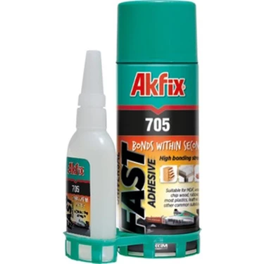 Akfix 705 Hızlı Yapıştırıcı 200ml. + 50 Gr. Universal Spreyli Hızlı