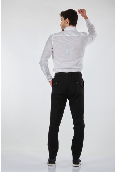 Ecer Slim Fit Dar Paça Normal Bel Siyah Erkek Pantolon 00536210