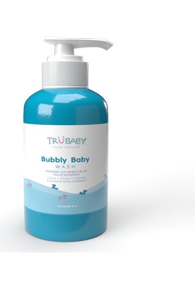 Trukid Trubaby Bubbly Hair & Body Wash - Bebek İçin Tamamen Doğal Organik Saç ve Vücut Şampuanı 236 ml