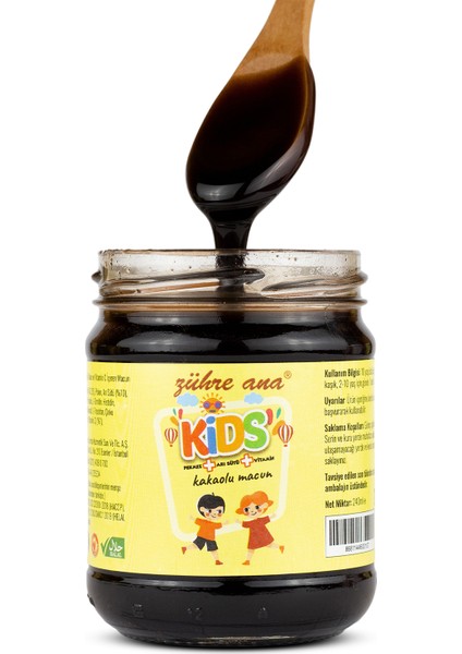 Zühre Ana Kids Arı Sütü Pekmez Bal ve Vitamin Katkılı Kakaolu Macun 240 gr