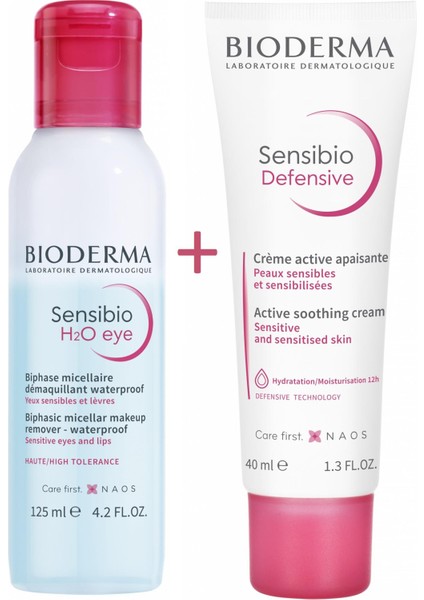 Sensibio H2o Eye Çift Fazlı Makyaj Temizleyici 125 Ml+Bioderma Sensibio Defensive Cream 40 Ml