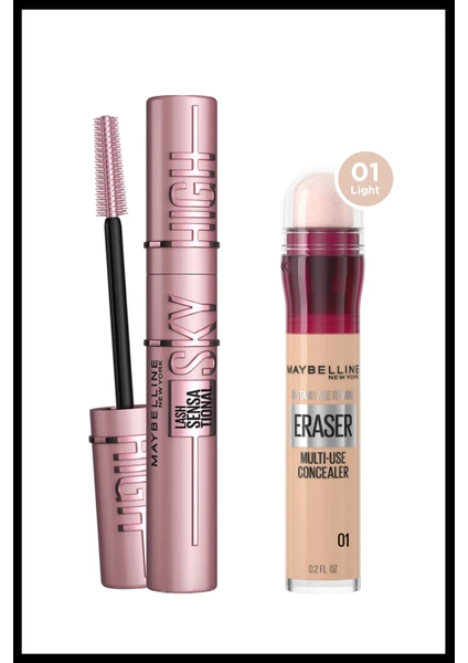 Maybelline New York Lash Sensational Sky High Maskara & Instant Anti Age Eraser Kapatıcı - 01 Light