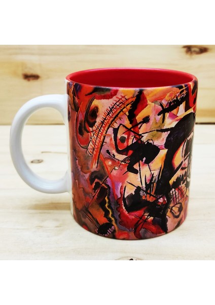 Van Gogh, Dali, Picasso, Kandinsky İçi Renkli Kupa ve Traverten Bardak Altlığı 4'lü Hediyelik Set fırsatları