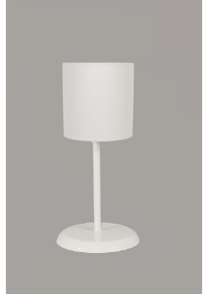 Modern Metal Ayak Silindir Kumaş Abajur-Beyaz