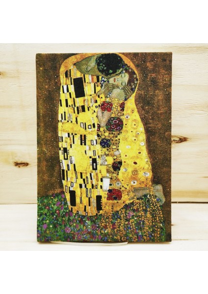 Gustav Klimt - Kumaş Kapaklı Defter Bej Renk 14X20CM