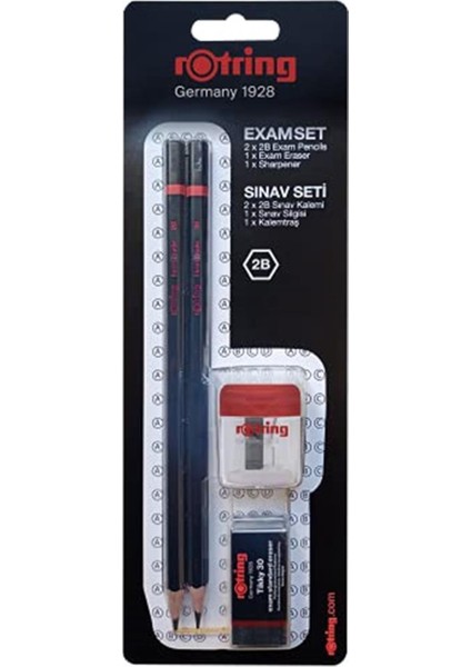 Rotring RO-2090068WK Sınav Seti - Sınav Kalemi Silgi Kalemtraş Siyah