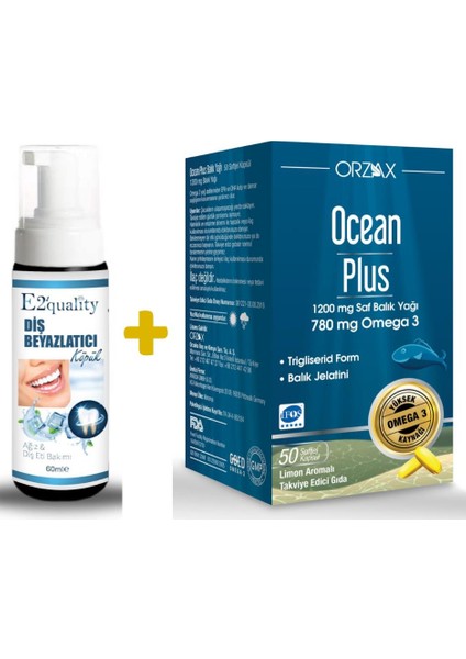 E2'quality Diş Beyazlatıcı Köpük + Orzax Ocean Plus 50 Kapsül