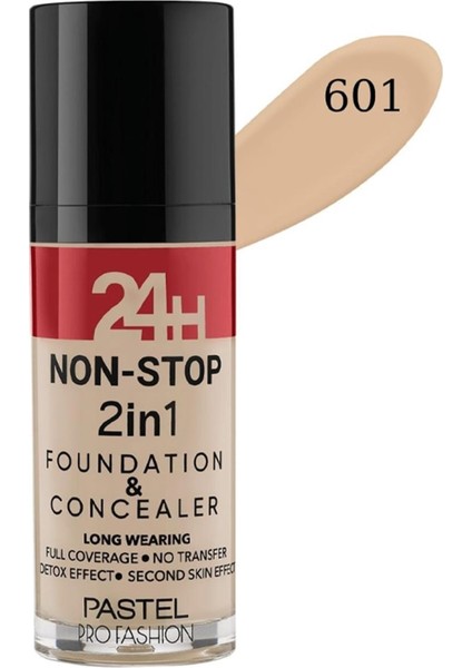 24H Non-Stop 2 In 1 Fondöten ve Kapatıcı 601 Cool