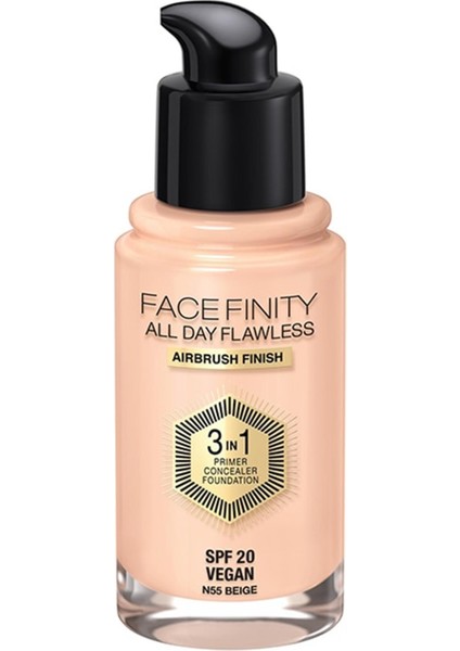 Max Factor Facefinity 3'ü 1 Arada Kalıcı Fondöten 55 Beige