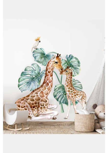 Zürafa Ailesi Zürafa Aşkı Çocuk Bebek Odası Duvar Sticker