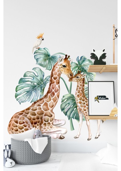 Zürafa Ailesi Zürafa Aşkı Çocuk Bebek Odası Duvar Sticker fiyatları