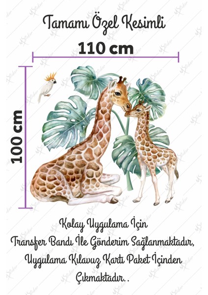 Zürafa Ailesi Zürafa Aşkı Çocuk Bebek Odası Duvar Sticker modelleri