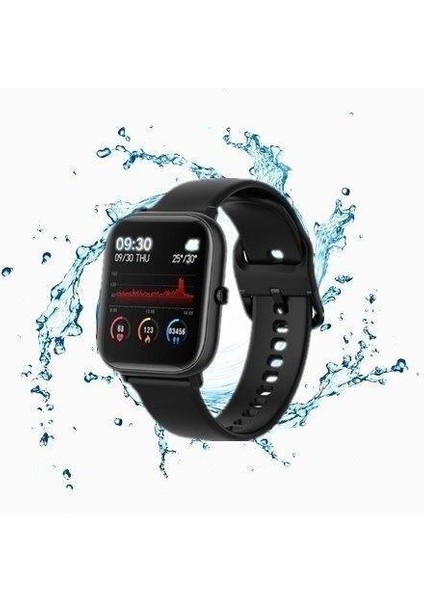 Bluetooth 4.2 Akıllı Saat Kalp Hızı IP67 Su Geçirmez Android Ios Siyah