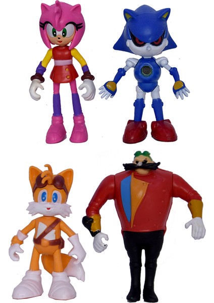 Udatoys Metal Sonic Amy Tails Dr Ivo 4lü Sonik Figür Oyuncak Seti